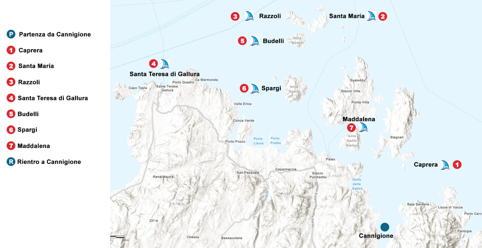 Itinerari in barca a vela Sardegna - Maddalena