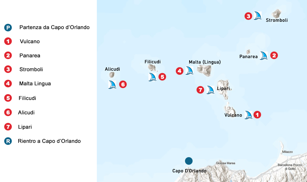 Itinerari in barca a vela Sicilia - Isole Eolie